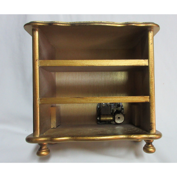 Vintage Florentine Gold Giltwood Jewelry Box 3 Drawer Music Box Made in Japan - Picture 6 of 9
